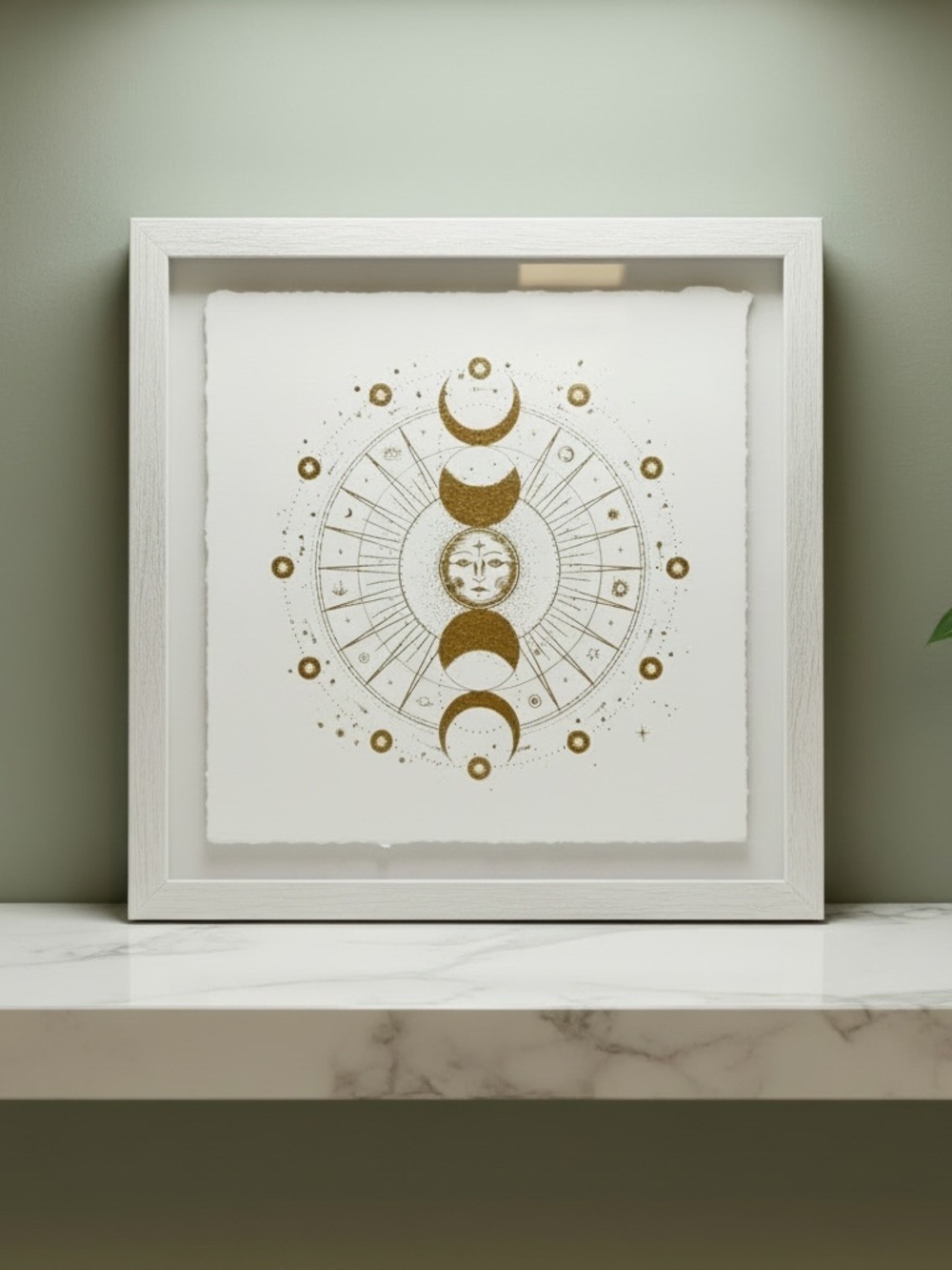Marmont Hill Celestial Sun Moon Phases Gold Foil Framed Art Print